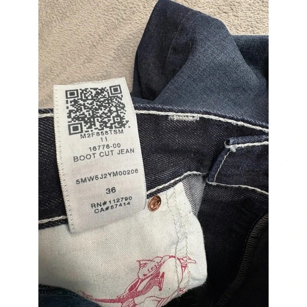 True Religion Boot Cut‎ Jeans Mens Blue Measured 38x31 Denim Pocket Flap